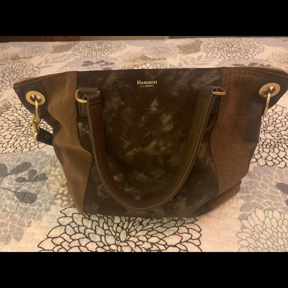 HAMMITT Daniel Wimba Color Block HARD TO FIND PATTERN LEATHER AND SUEDE HANDBAG.